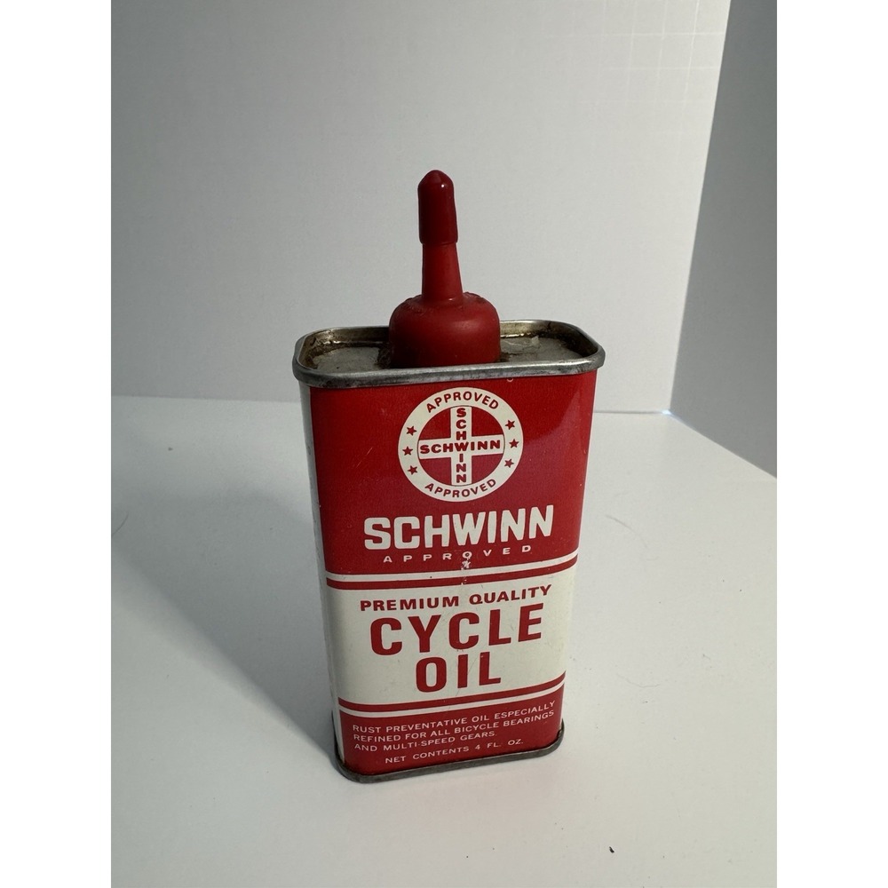 Vintage Schwinn Cycle Oil Can 4 Ounce With Original Spout Cap 60% Full EUC